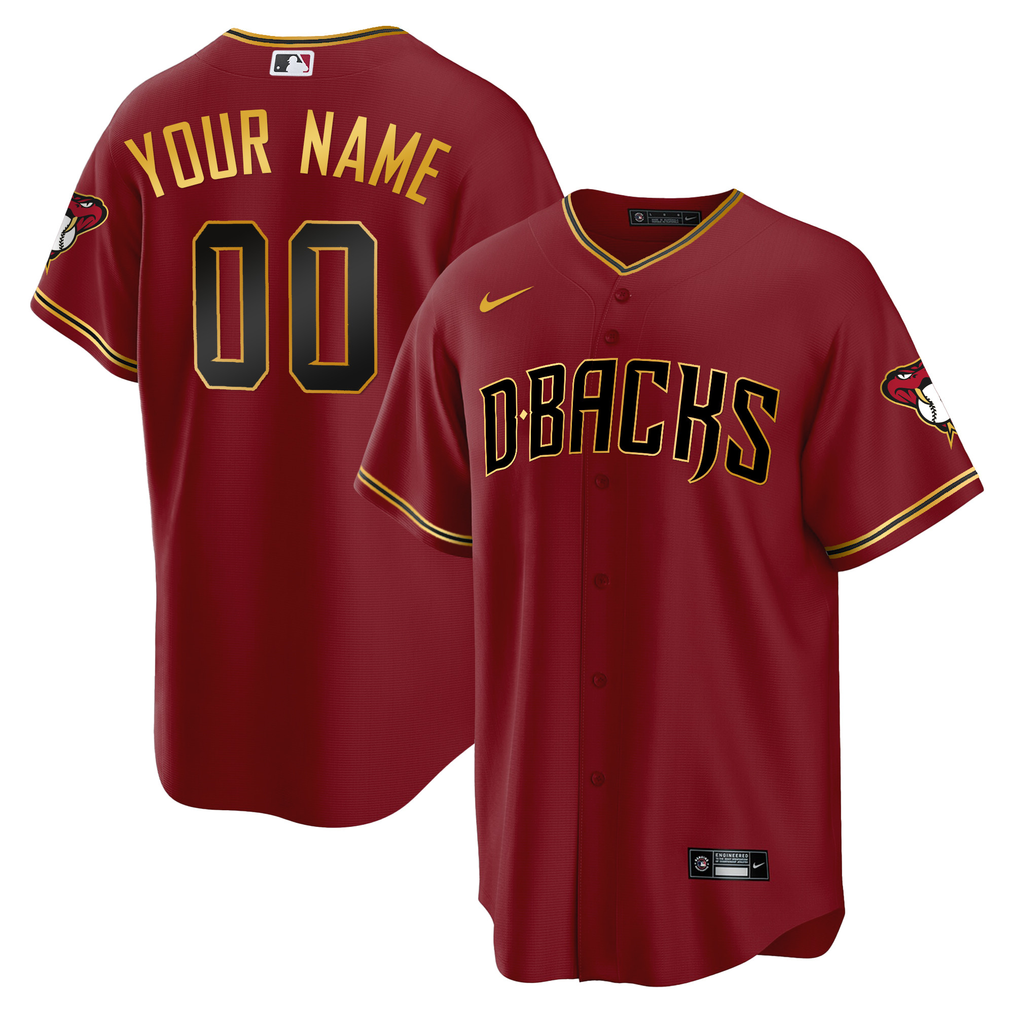 Arizona Diamondbacks Cool Base Gold Trim Custom Jersey – All Stitched