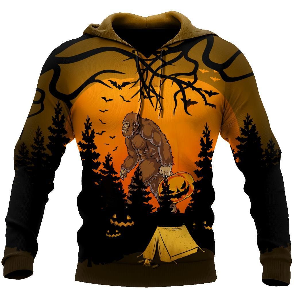 101KKCP-Beautiful All Over Printed Halloween Camping Big Foot Hoodie