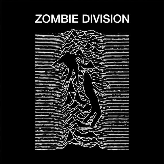 Zombie Division Unisex Mens Black T Shirt Zombie Tee Hand Screen Printed Joy Division Band Music Walking Dead Independence Day