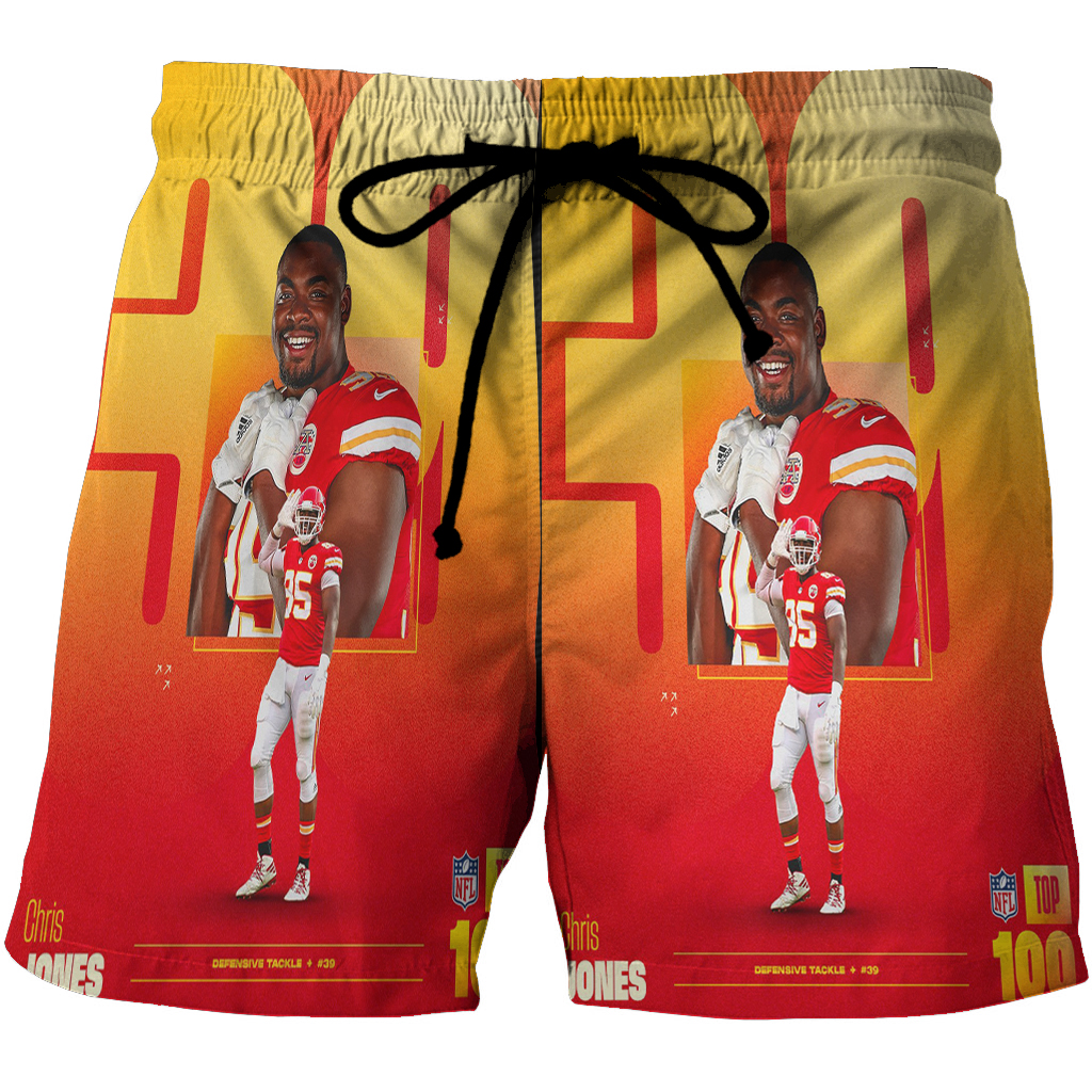 Kansas City Chiefs Chris Jones 3D All Over Print Summer Beach Hawaiian Short