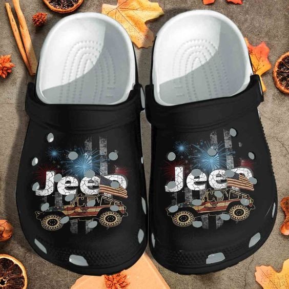 Jeep Car American Flag Gift Rubber 3D Crocband Clog