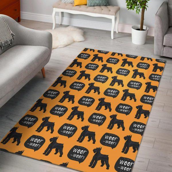 Woof Woof Schnauzer Dog Print Pattern Home Decor Rectangle Area Rug