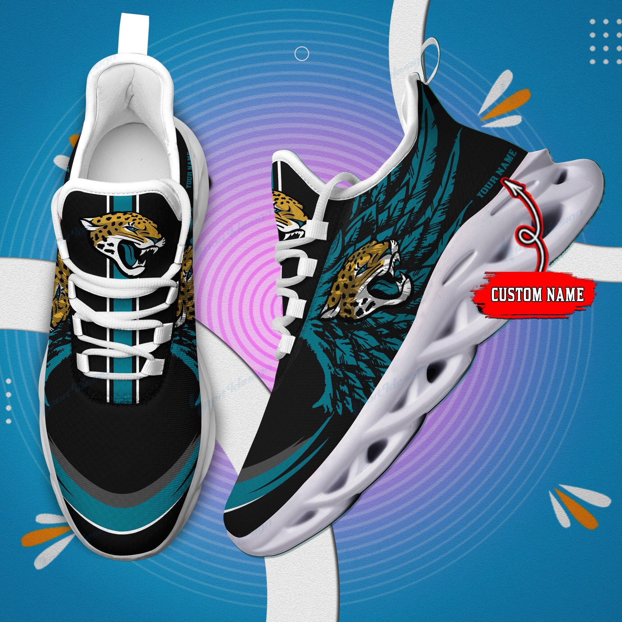 Jacksonville Jaguars Personalized Yezy Running Sneakers Bb668