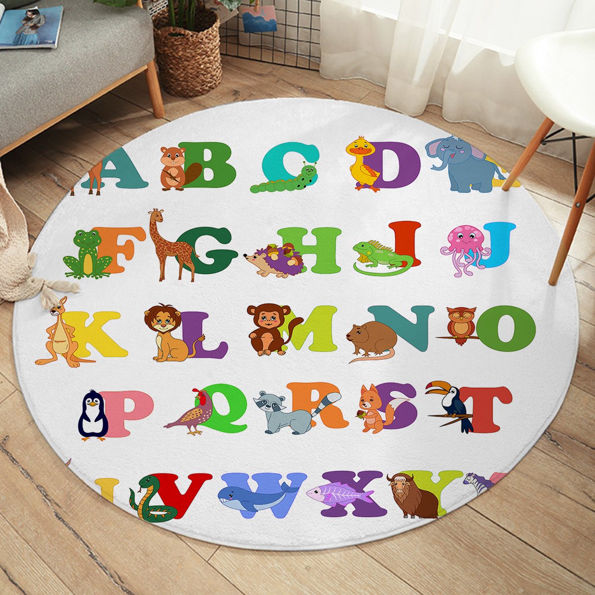 Animal Alphabet SW1712 Round Rug