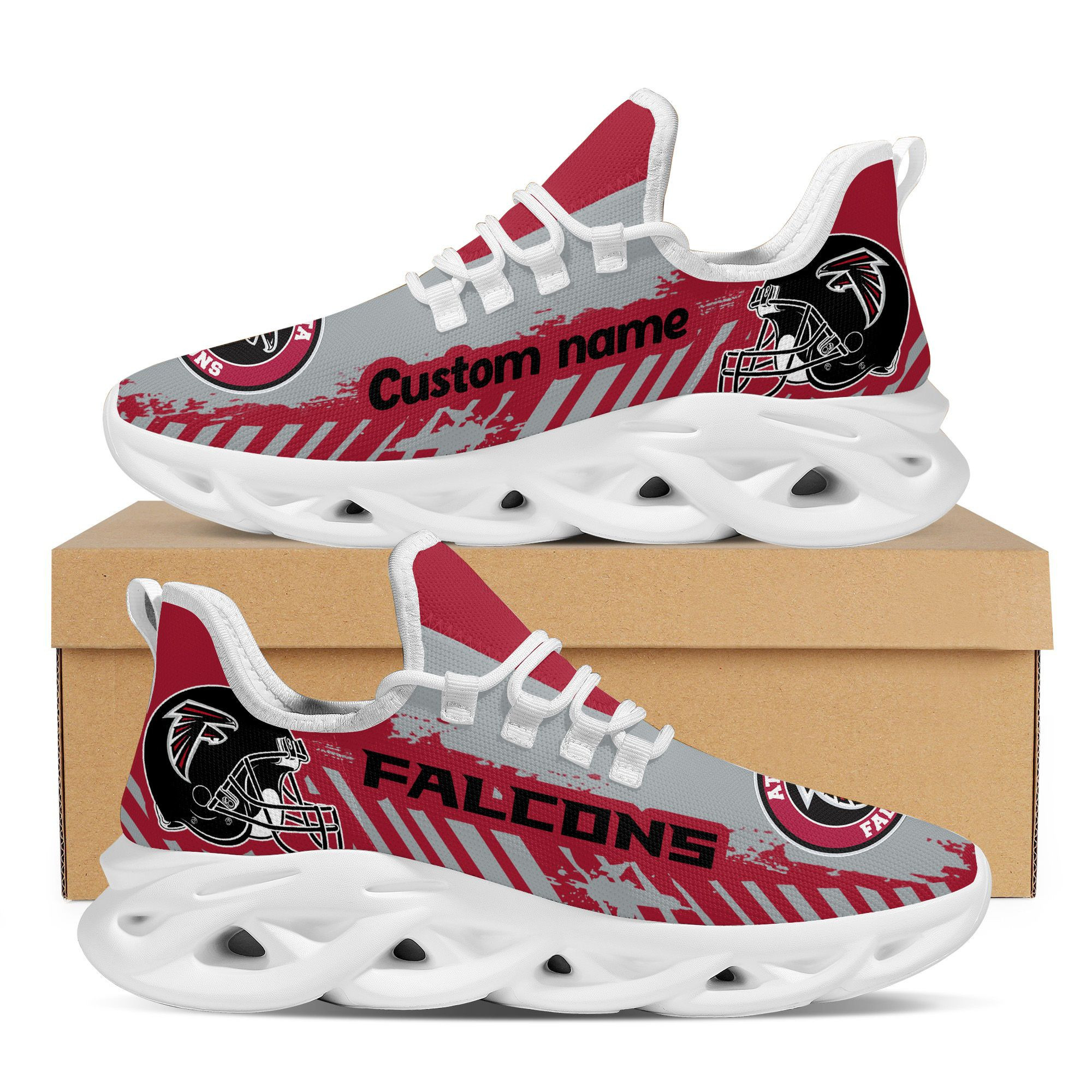 Atlanta Falcons Americanfootball Team Helmet Custom Name Personalized Men And Women Max Soul Sneakers Shoes For Fans