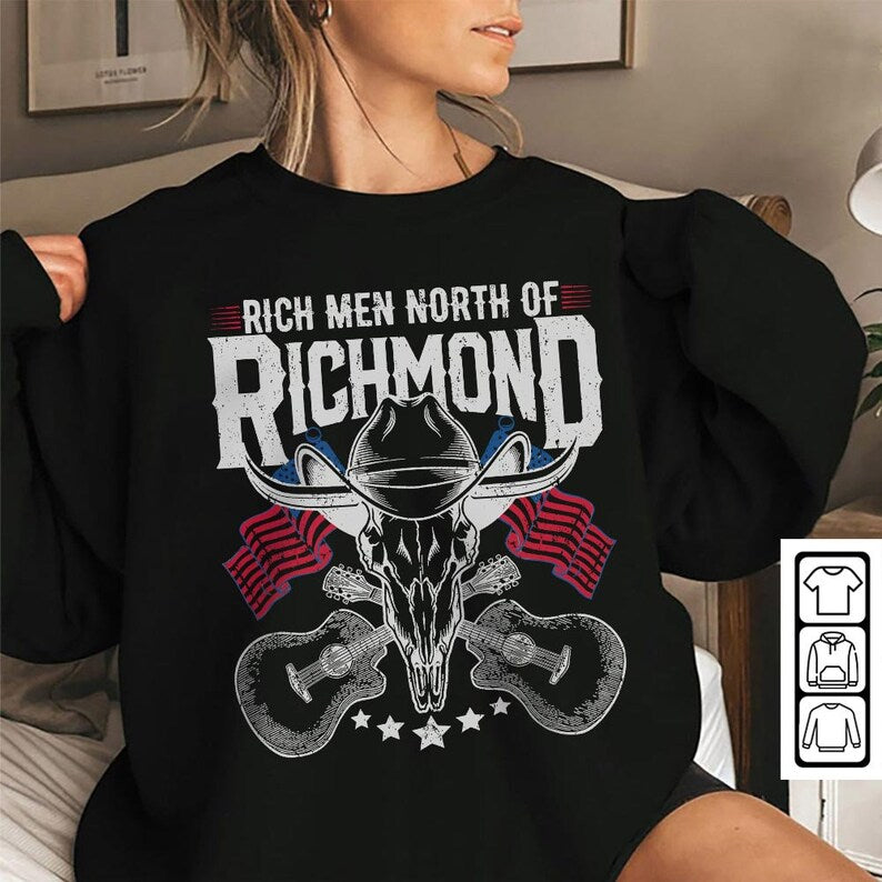 Rich Men North Of Richmond Music Shirt, Oliver Anthony Vintage 90S Graphic Tee, Western Usa Flag Retro Unisex Gift For Fan