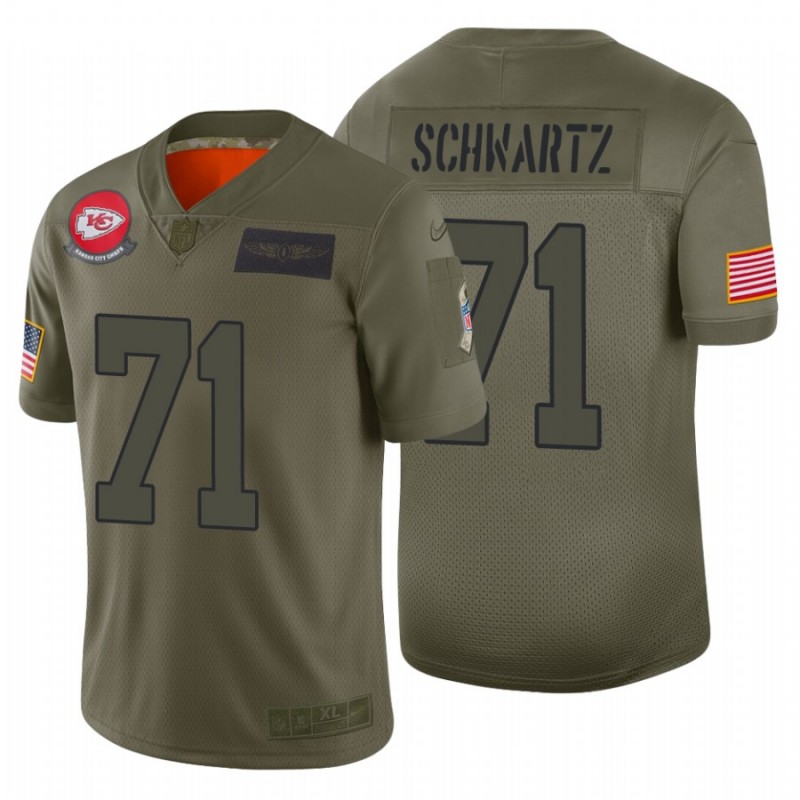 Men’S #71 Mitchell Schwartz Kansas City Chiefs Camo 2019 Salute To Service Limited Jersey – All Stitched, Embroidery