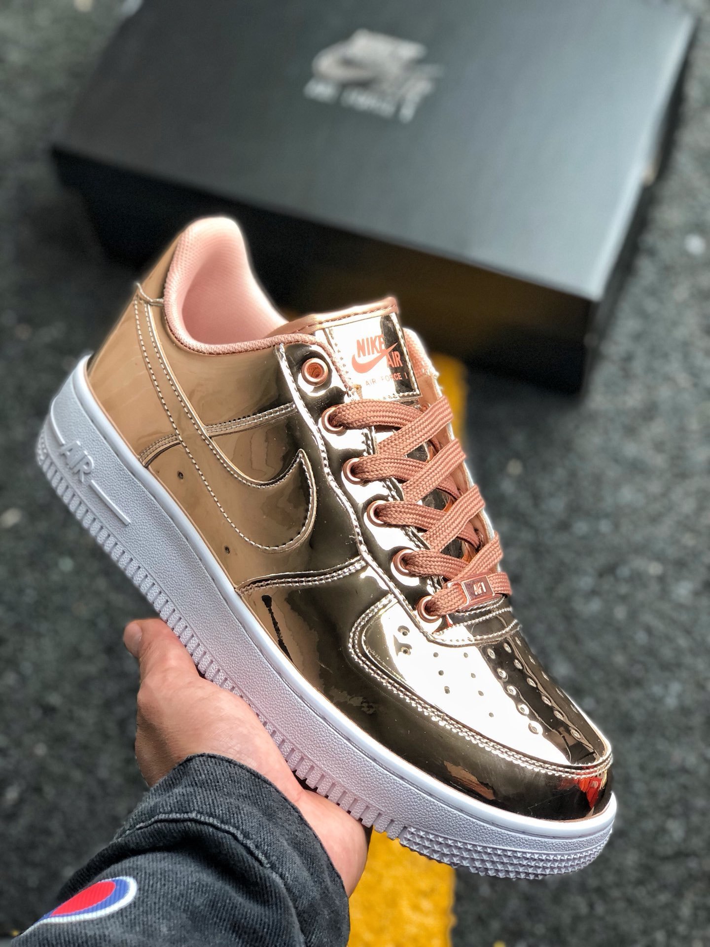 Nike Air Force 1 Liquid Metal Metallic BronzeWhite 5340676