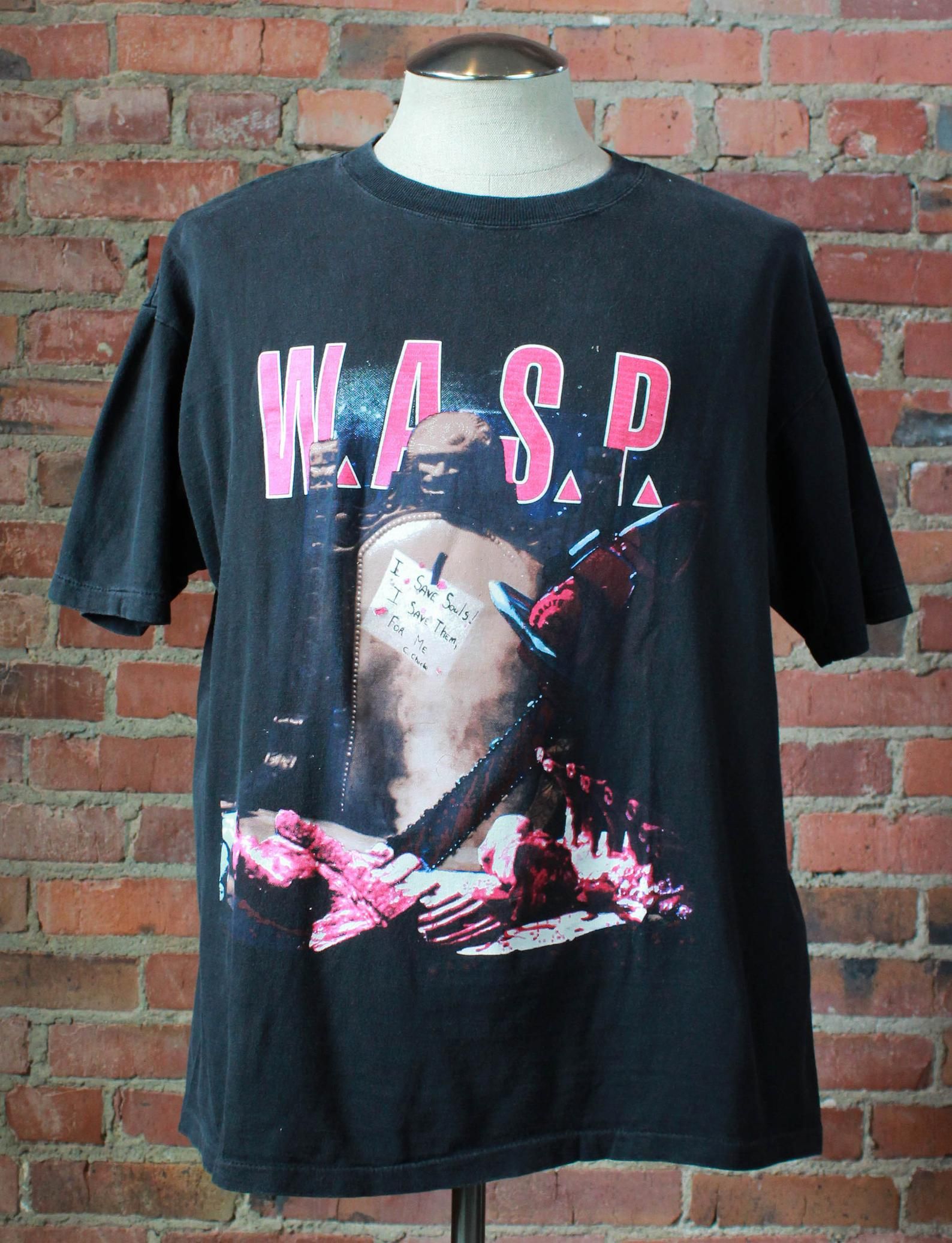 Vintage 1993 Wasp Concert T Shirt Crimson Idol Tour Welcome To The Morgue Black Unisex