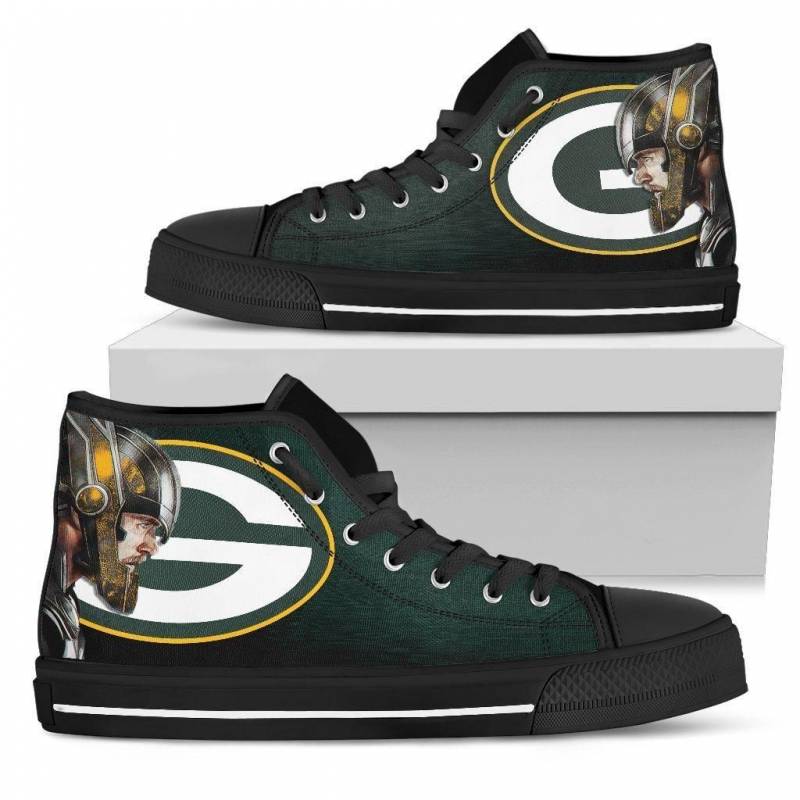 Thor Head Beside Green Bay Packers High Top Shoes #314