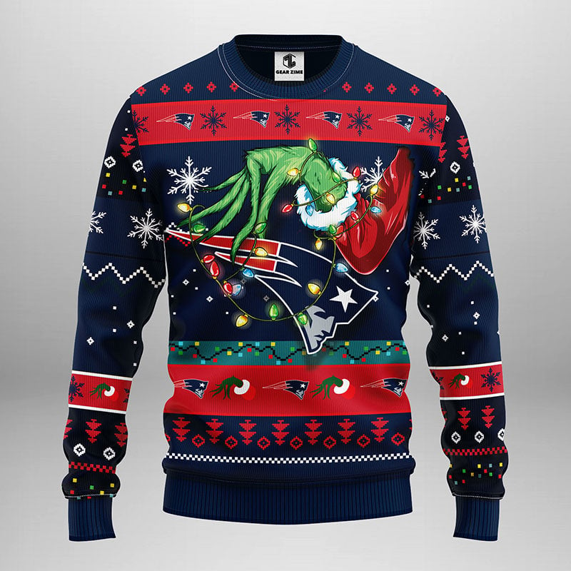 New England Patriots Grinch Ugly Christmas Sweater