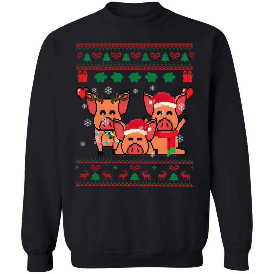 Pig Santa Merry Christmas Sweater Happy Holiday Farm Animals Sweatshirt Xmas Unisex Clothes