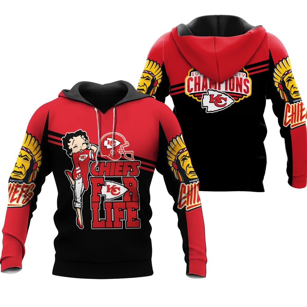 Kansas City Chiefs Betty Boop Super Bowl AFC West Division Champion 2020 Hoodie