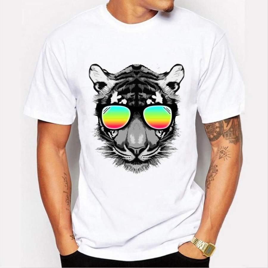 Summer men’s fashion high quality casual short sleeve personality animal printing O-neck t-shirt