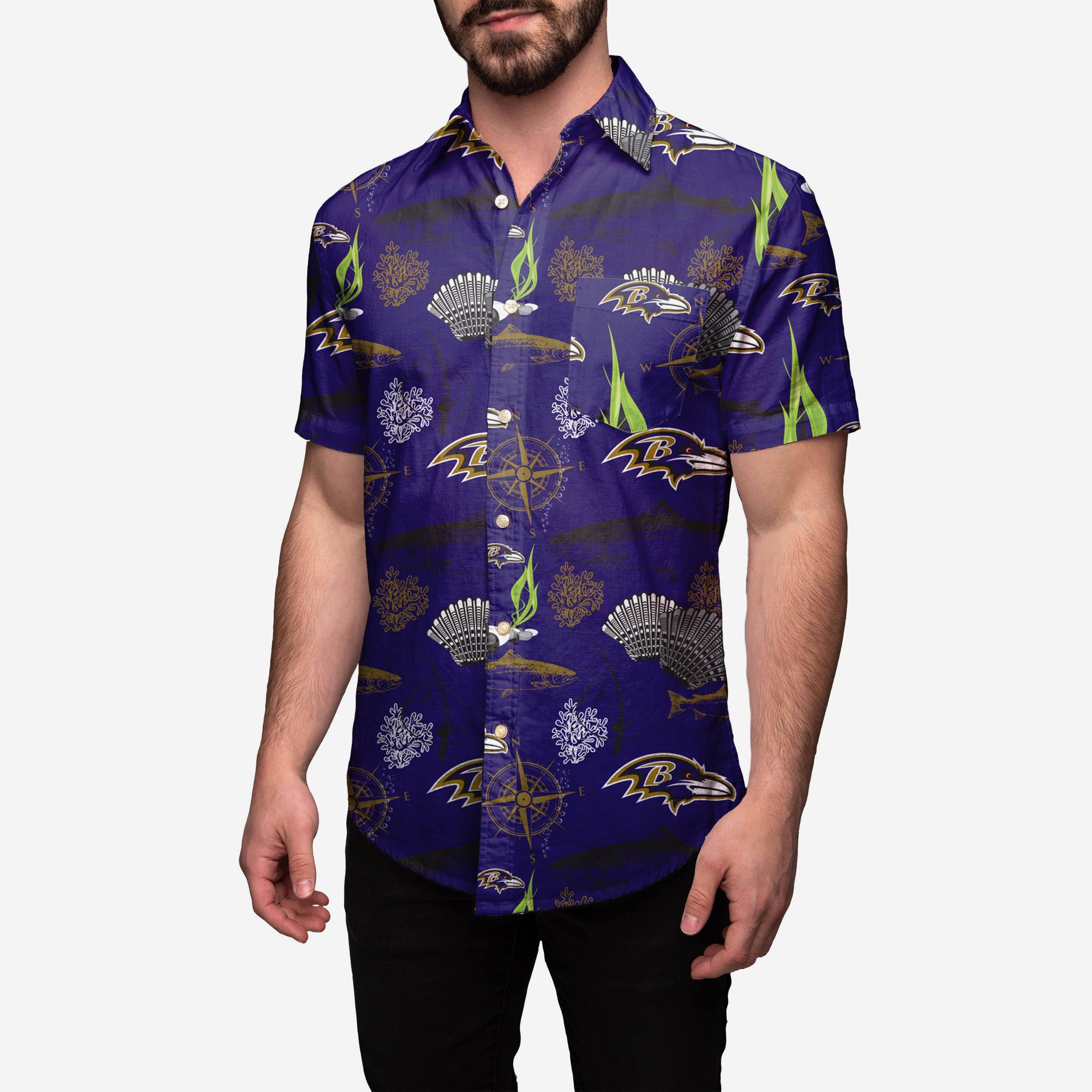 Baltimore Ravens Floral Button Up Shirt