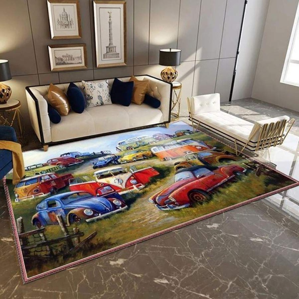 volkswagen fan car bus pickup classic rug