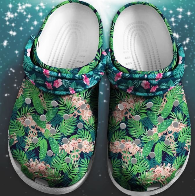 Flower Pattern Nurse Crocs Shoes  &hellip;