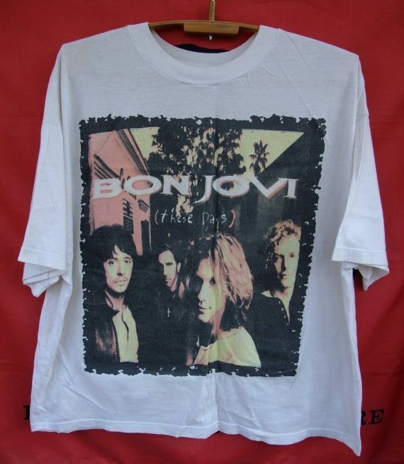 1996 Bon Jovi These Days European Tour Vintage Shirt White Cotton Concert Shirt Bryan Adams U2 Metallica Scorpions Def Leppard Ac Dc Shirt