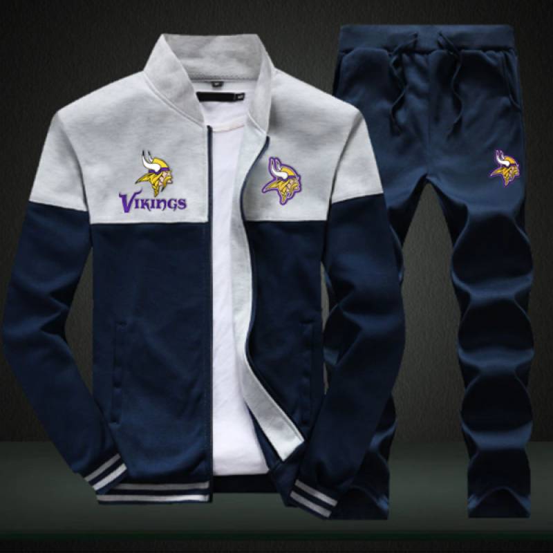 Minnesota Vikings Sweatshirt +Sweatpants Mens Clothing 2 Pieces Sets Slim Tracksuit