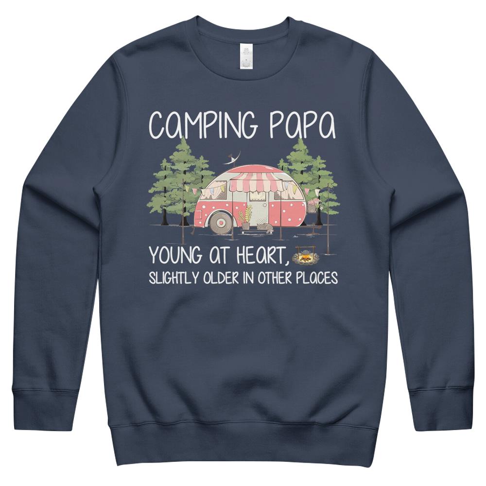 Camping Papa Matching Camp Family Camper Cool Vintage Crewneck Sweatshirt