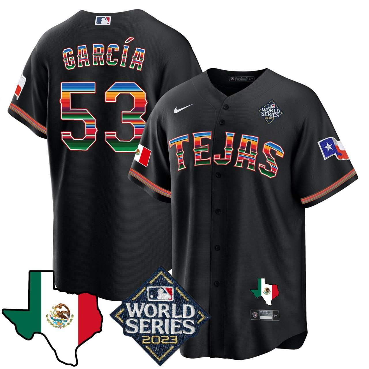 Adolis Garcia Texas Rangers Mexico World Series Jersey 2023 – All Stitched