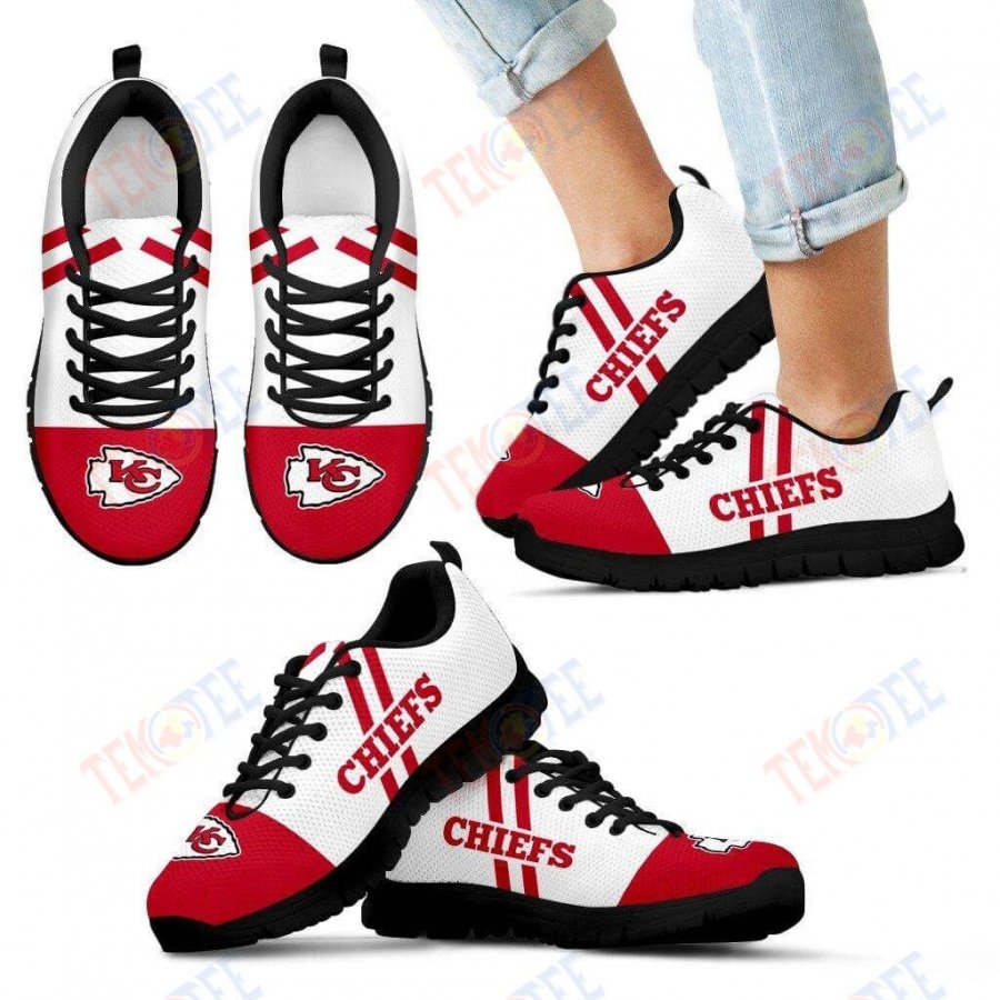 Mens Womens Kansas City Chiefs Sneaker Line Stripe Logo Bottom Sneaker Running Shoes For Men Women TDT755