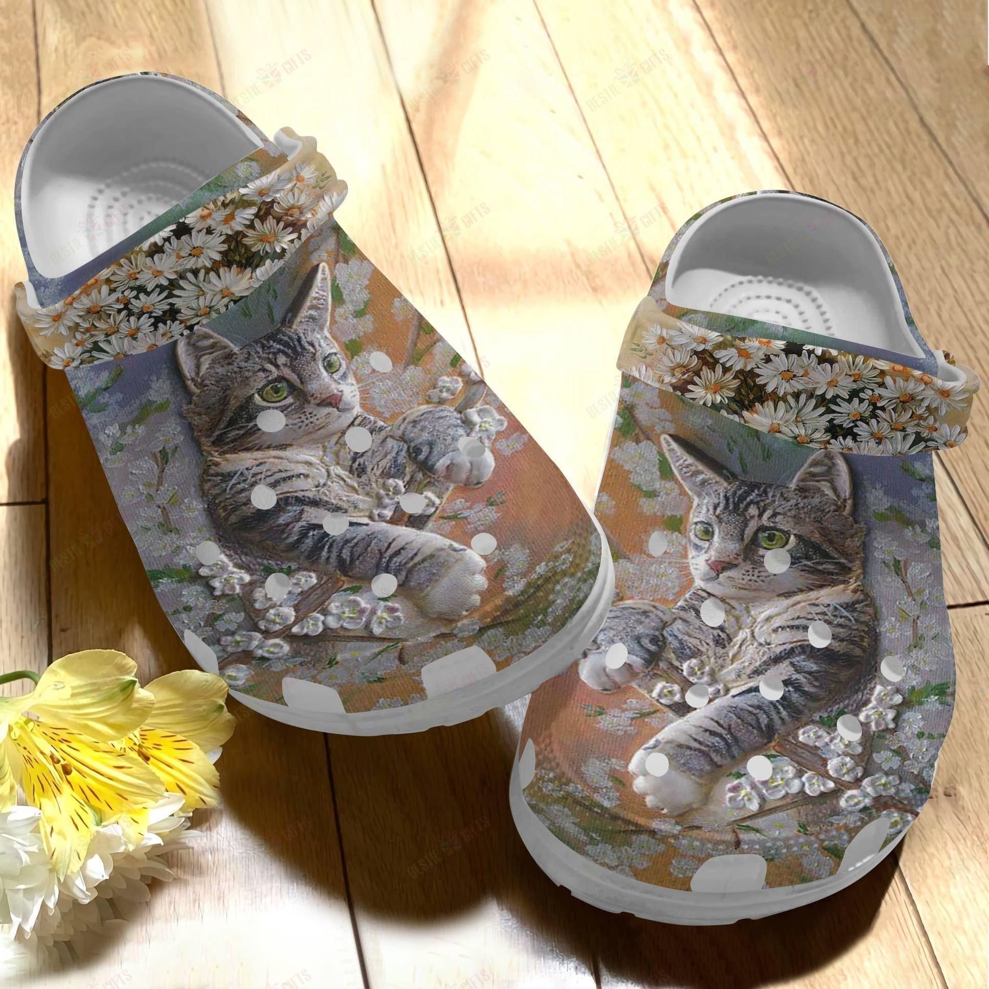 Cat Crocs Classic Clog Floral Cute C …