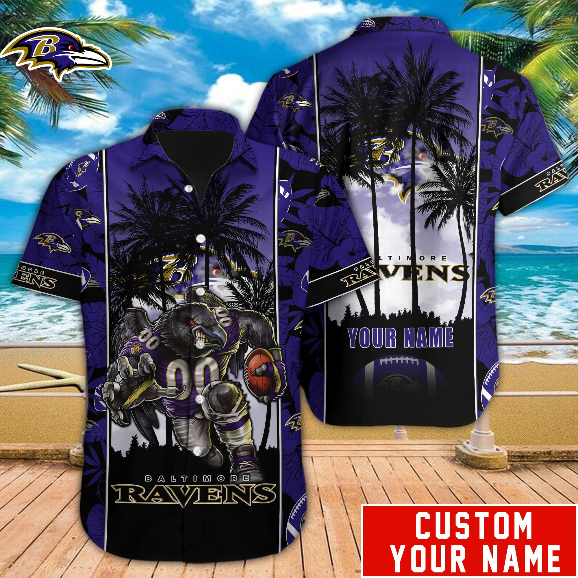 Baltimore Ravens Nfl-Hawaiian Shirt Custom M-40575