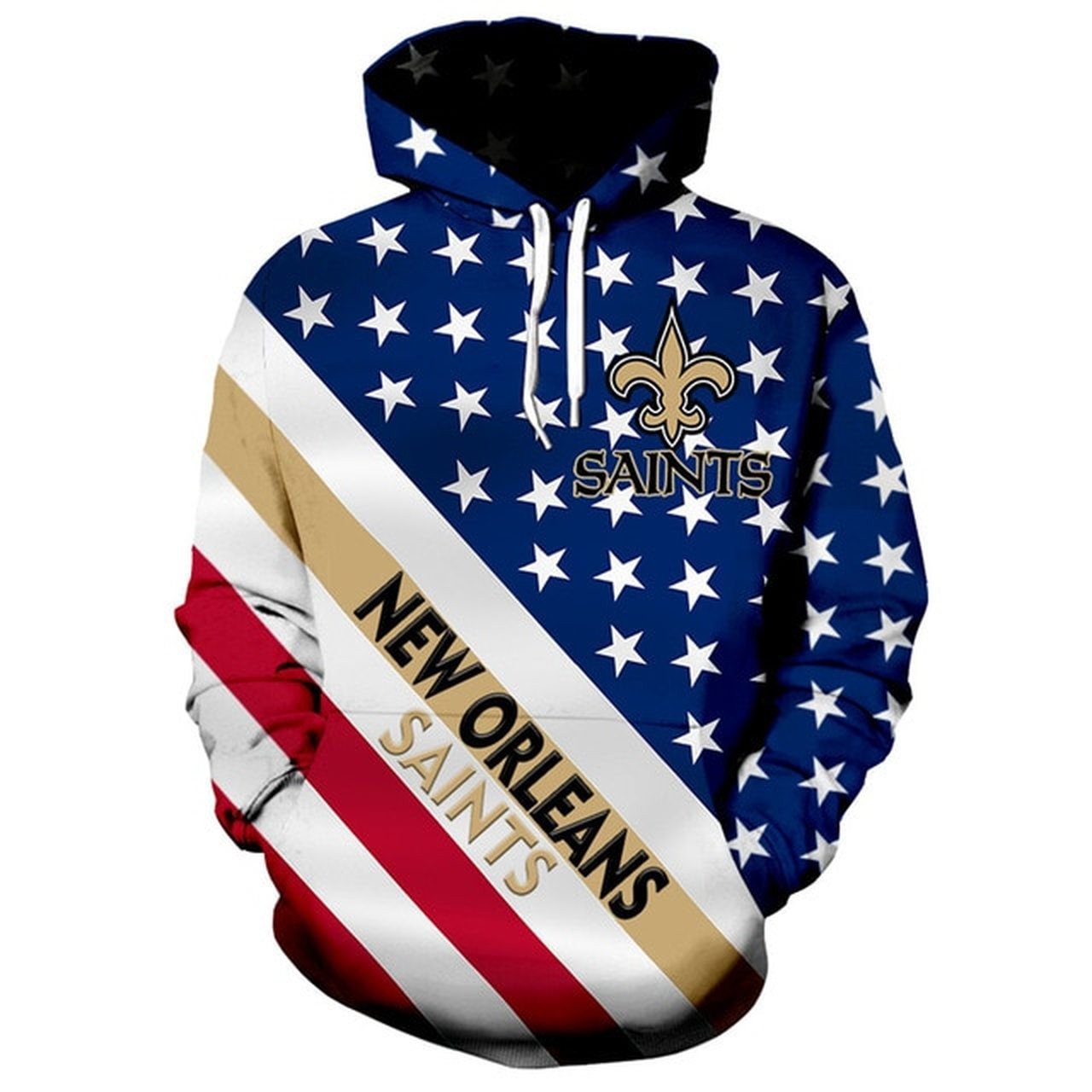 New Orleans Saints And American Flag 71 Unisex 3D Hoodie Gift For Fans