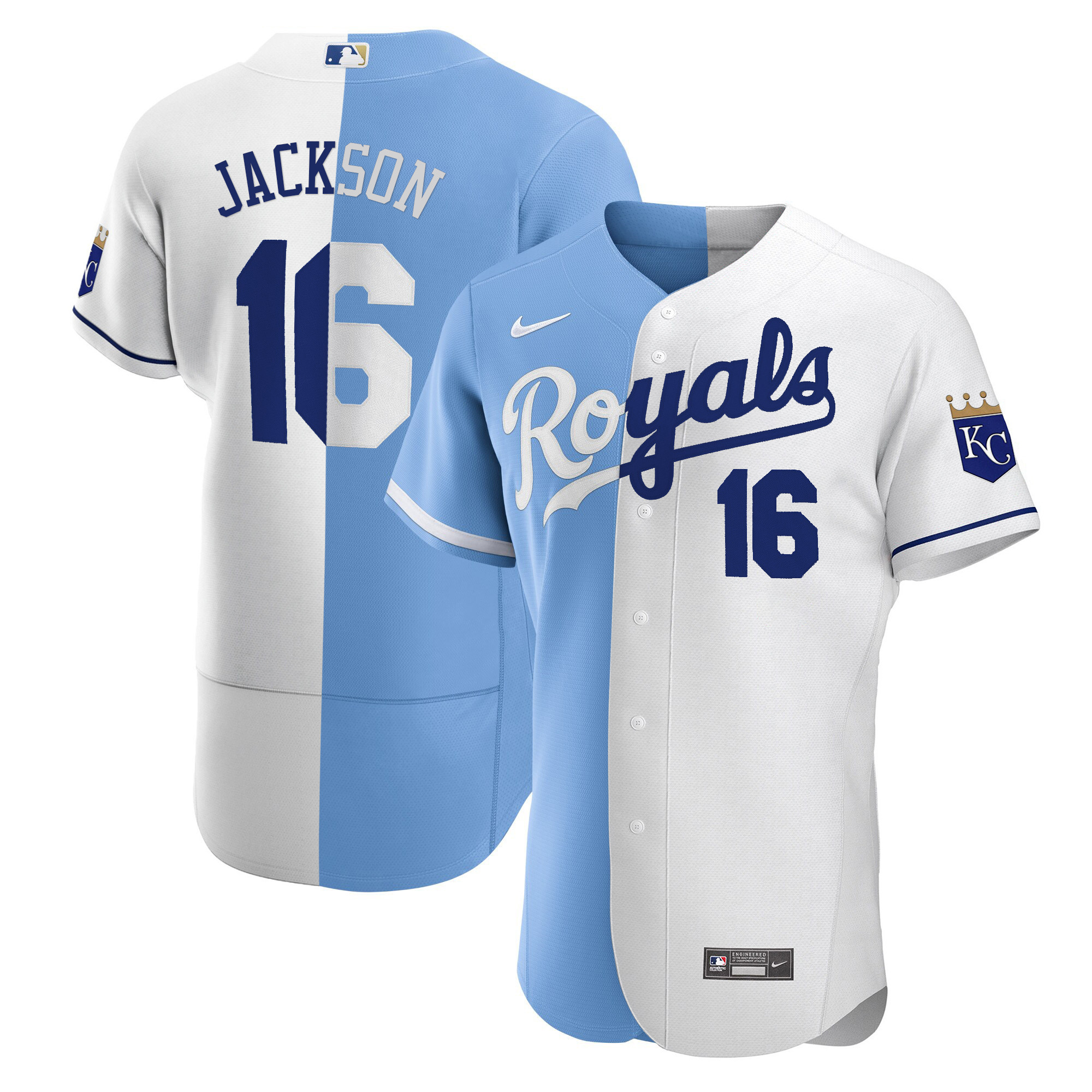 Bo Jackson Kansas City Royals Split Light Blue White Jersey – All Stitched