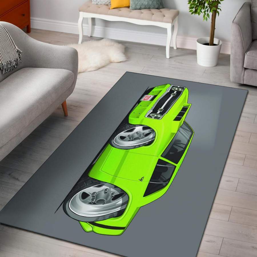 1969 Dodge Dart Car Art Area Rug Carpets Grey Background