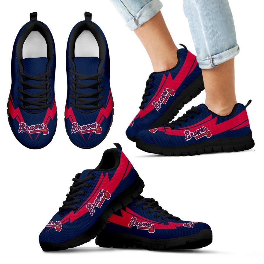 Three Amazing Good Line Charming Logo Atlanta Braves Sneakers