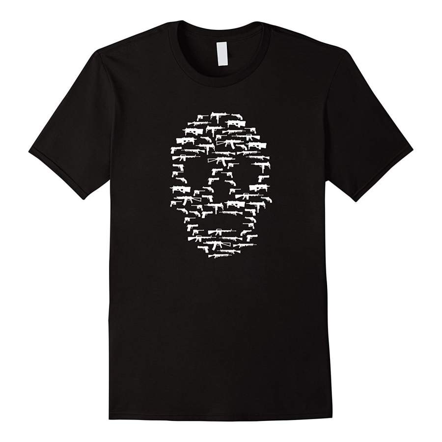 Skull Face Full Of Guns 2Nd Amendment Halloween T-Shirt Mens T Shirt