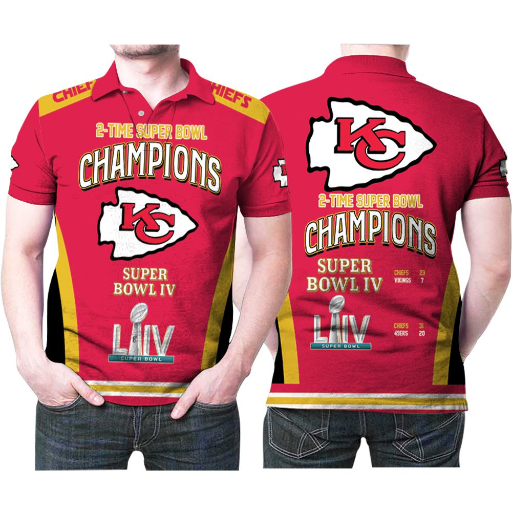 Kansas City Chiefs 2 Times Super Bowl Iv Champions 3D Printed Gift For Kansas City Chiefs Fan Polo Shirt