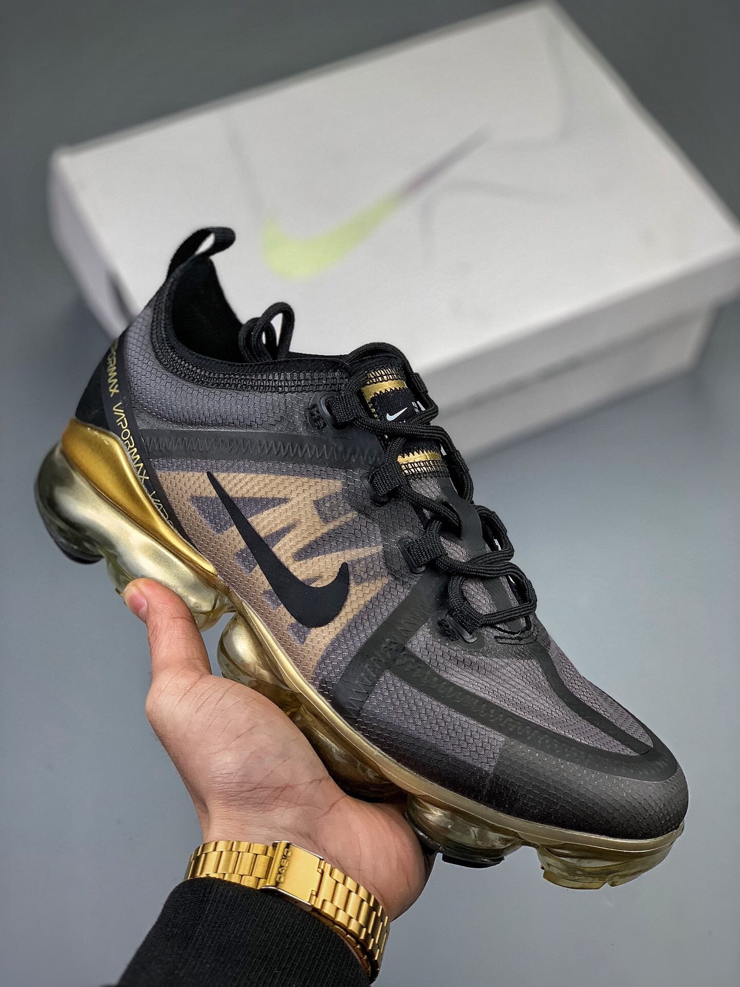 Nike Air VaporMax 2019 Black Metallic Gold AR6631-002 5338520