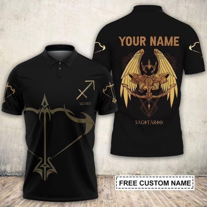 Personalized Sagittarius Zodiac Golden Swings 3D Polo Shirt #Xh