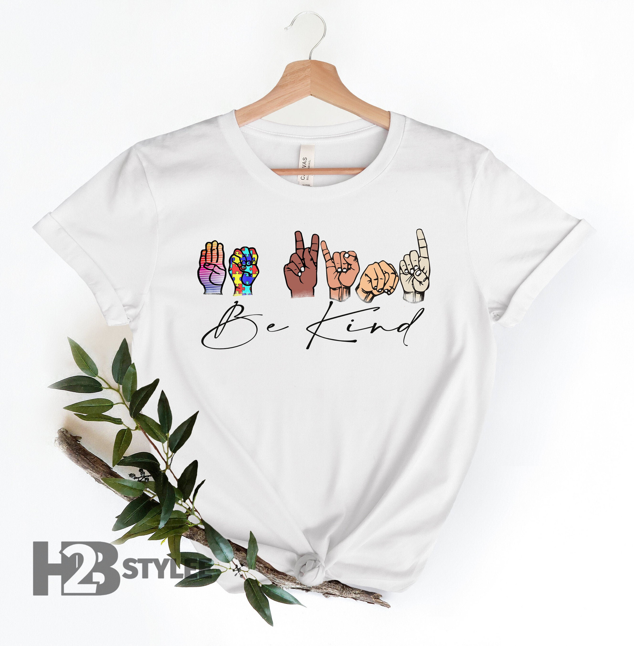 Be Kind Sign Language Autism Awareness Support Gift Neurodiversity Special Education Unisex T Shirt, Sweatshirt, Hoodie