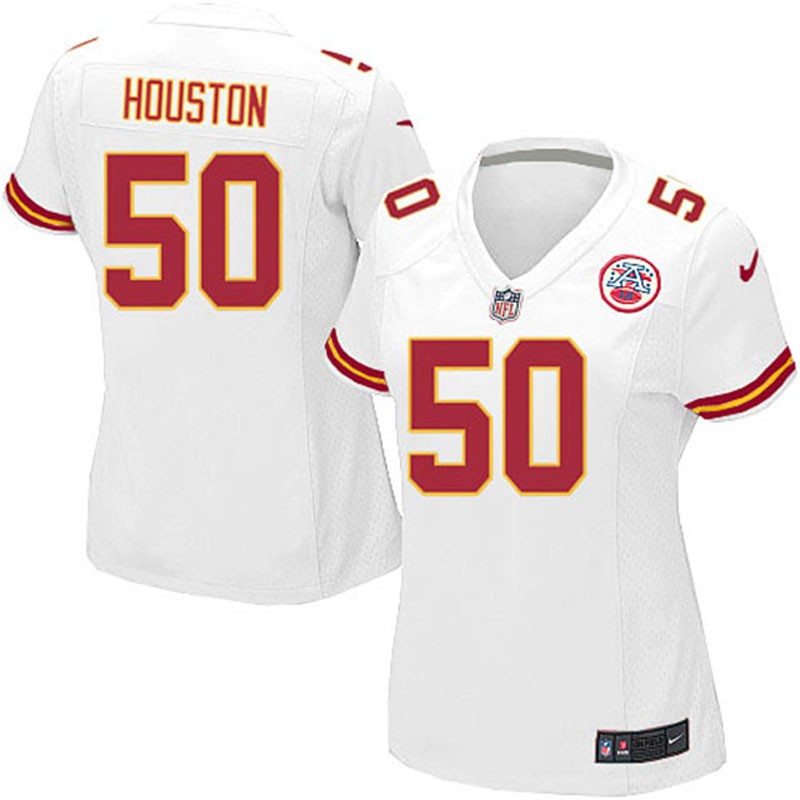 Women Justin Houston #50 Kansas City Chiefs White Away Game Jersey