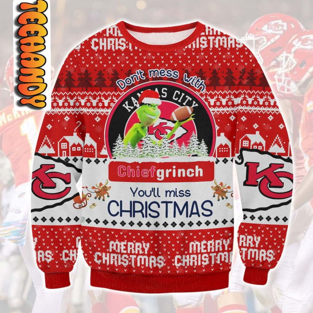 Kansas City Grinch Gift For Fan Ugly Wool Sweater Christmas