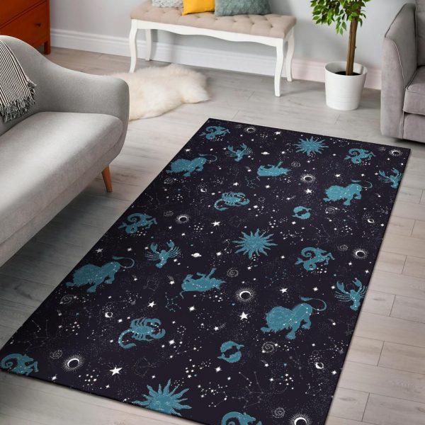 Zodiac Constellation Pattern Print Home Decor Rectangle Area Rug