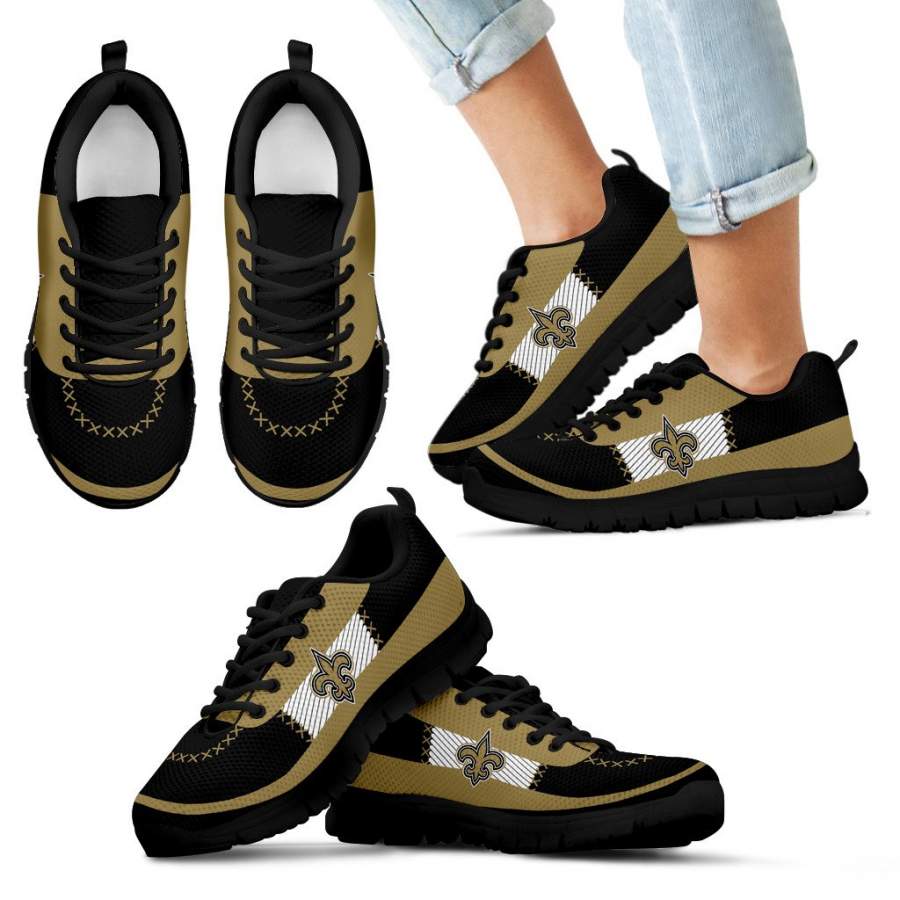 Cross Thread Seamless Beautiful Logo New Orleans Saints Sneakers