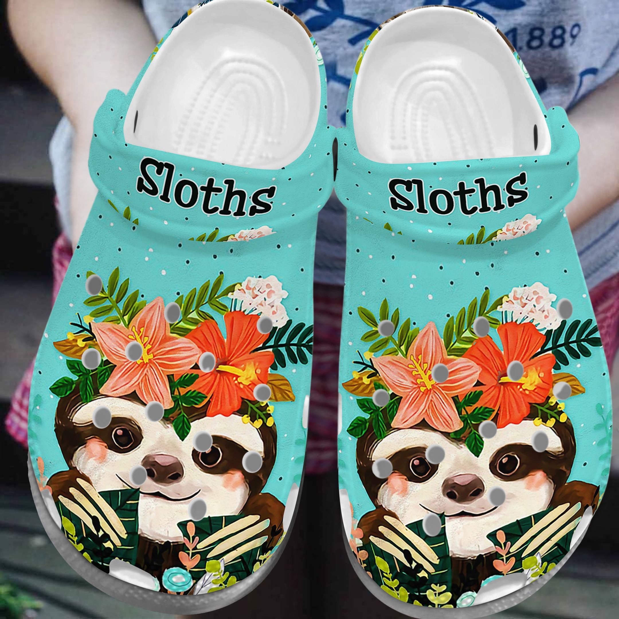 Baby Sloth With Flower Crown Crocs Shoes – Baby Animal Custom Shoe Birthday Gift For Women Girl Daughter Sister Niece Friend