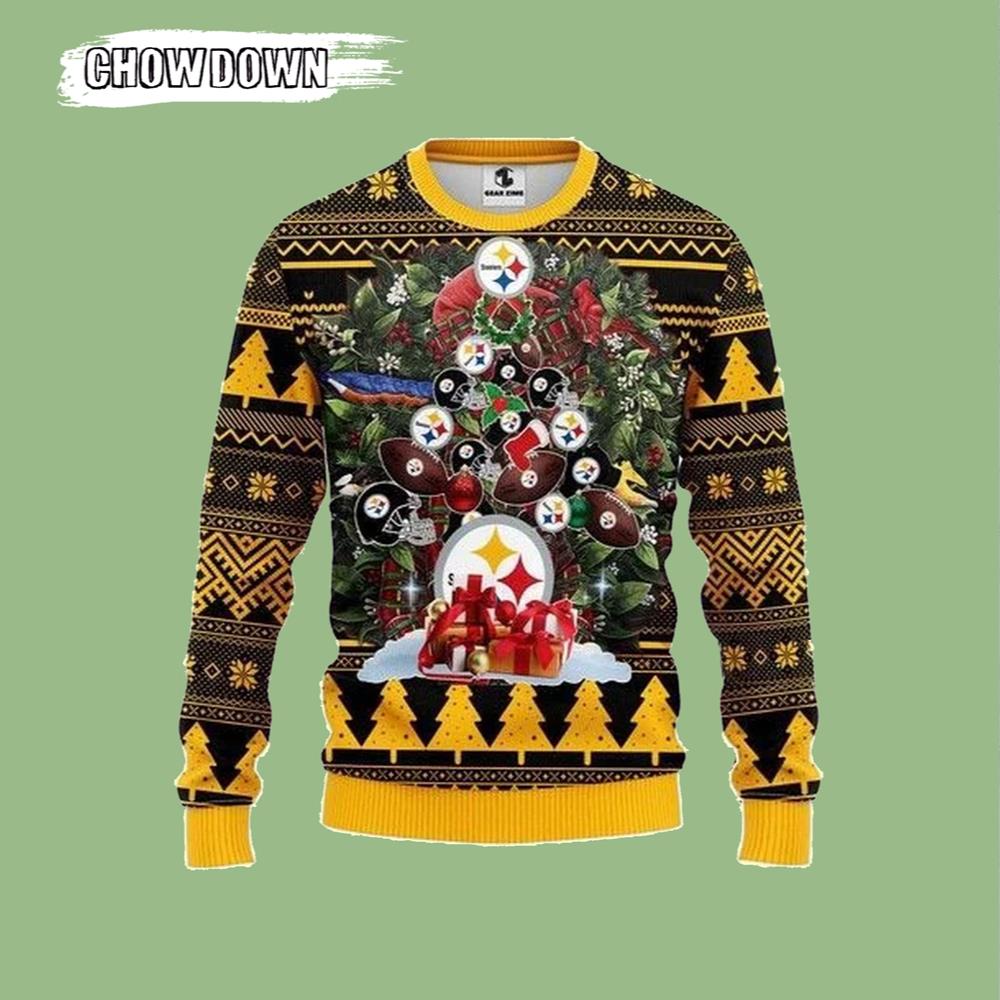 Tree Christmas Pittsburgh Steelers Gift For Fan Ugly Wool Sweater Christmas