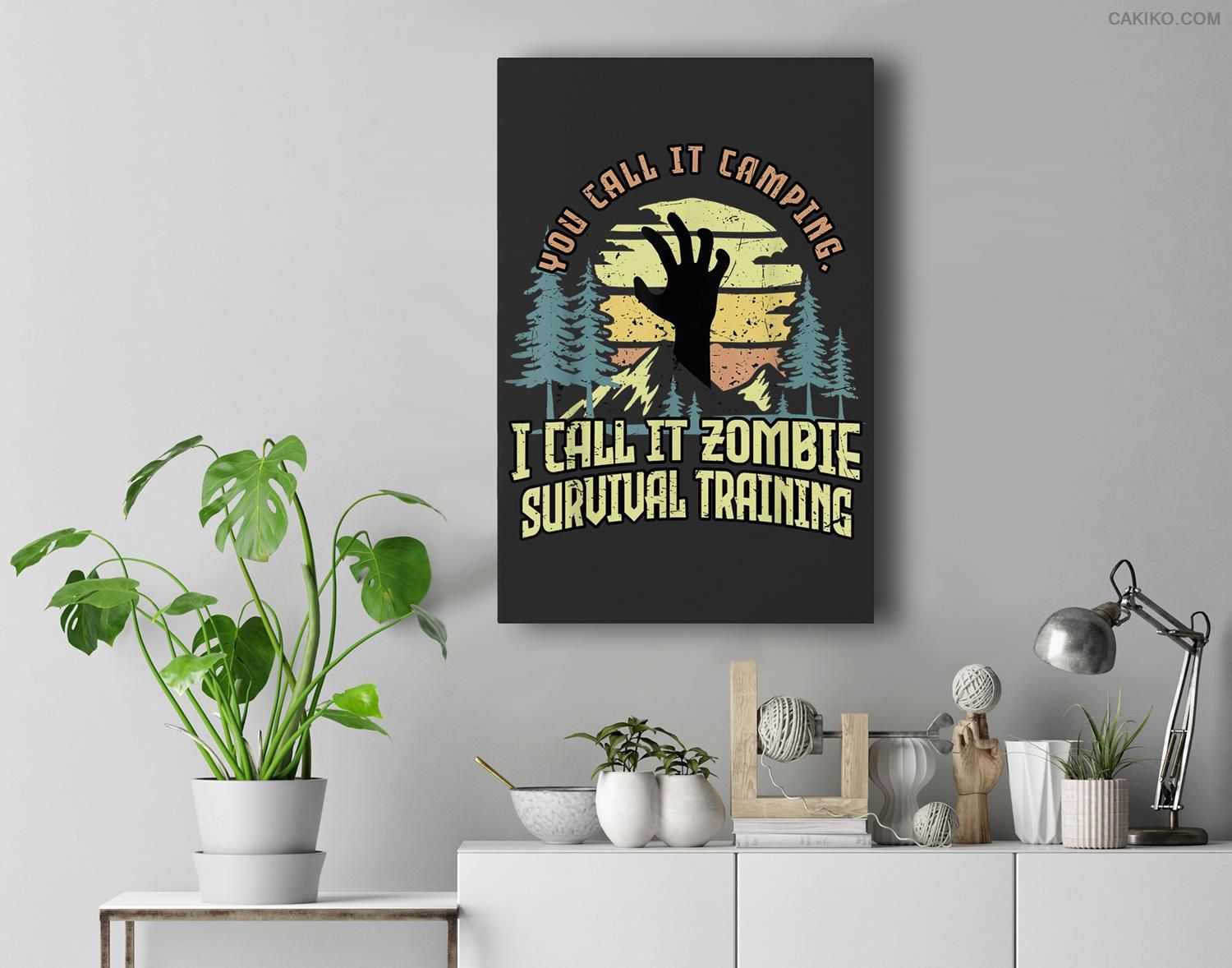 Zombie Survival Training Camping – Funny Halloween Camping Premium  Canvas