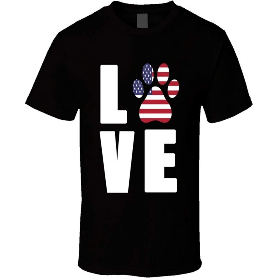 Love Dog Paw Usa Flag Animal Lover Cool Pet Owner T Shirt Fashion O-Neck Short Sleeved T-Shirts Summer Funny Loose Tee Shirt For Men