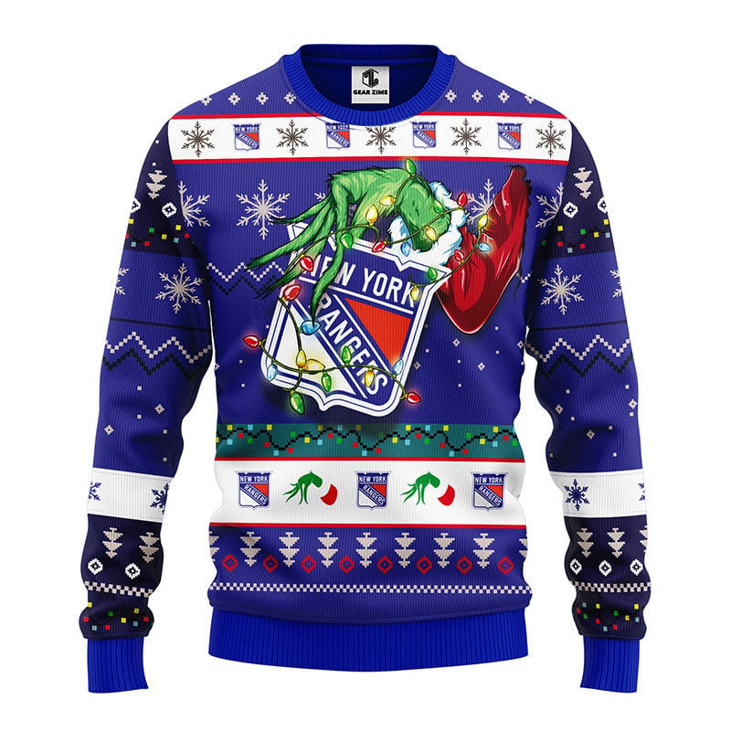 New York Rangers Grinch Ugly Christmas Sweater