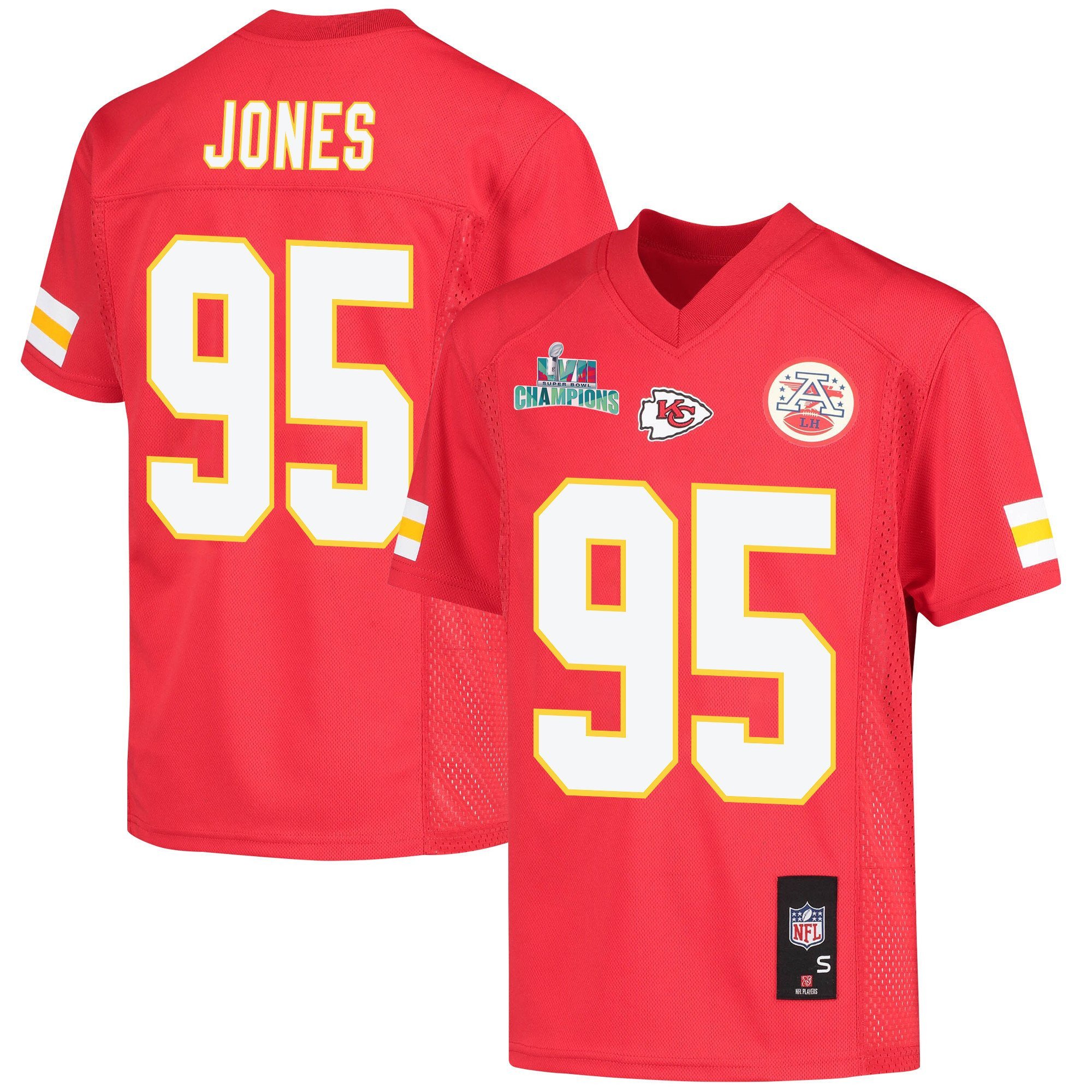 Chris Jones 95 Kansas City Chiefs Super Bowl Lvii Champions Youth Game Jersey – Red