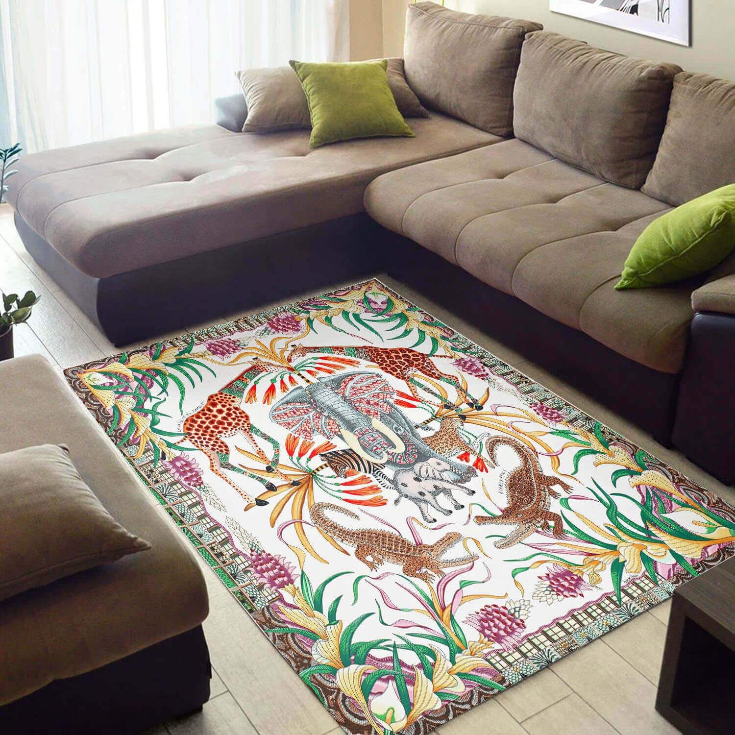 Beautiful African Area Rug Cute African South African Animals African Themed Carpet African Room Decor Wbg3047