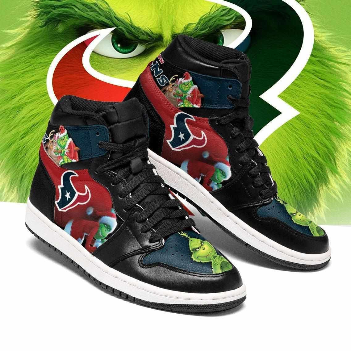 The Grinch Houston Texans Design Air Jordan 1 High Printing Shoes Sneaker