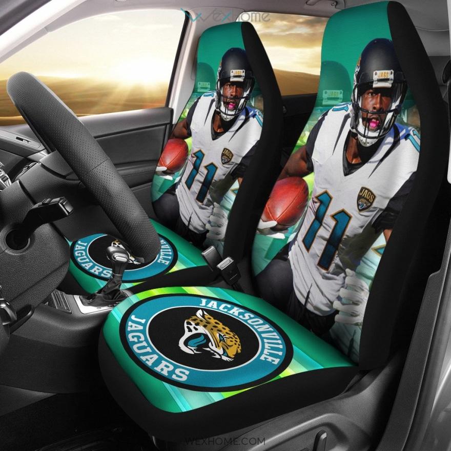 Jacksonville Jaguars Football Car Seat Covers | Jags Player 11 Running Green Seat Covers